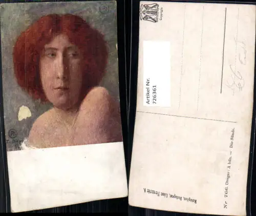 726361 Künstler AK T. v. Dreger Die Sünde Frau Erotik Portrait