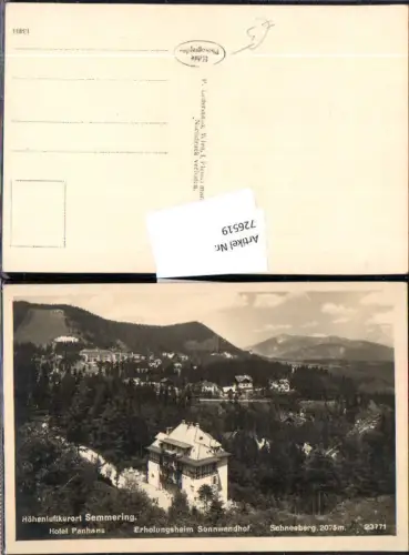 726519 Semmering Hotel Panhans Semmering Bez. Neunkirchen