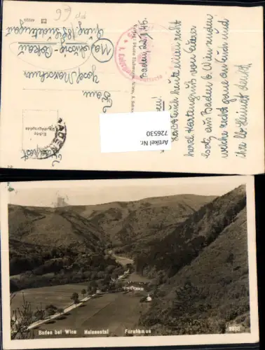726530 Baden bei Wien Forsthaus Bez. Baden Feldpost Aussig Pokau