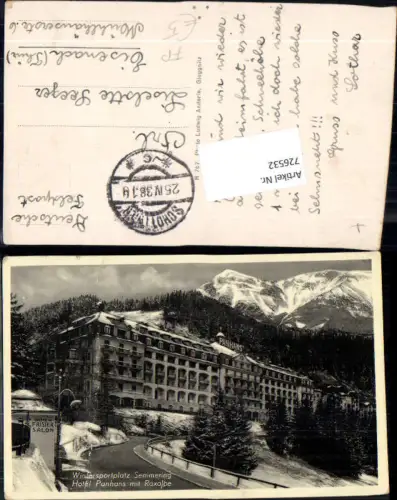 726532 Semmering Hotel Panhans Raxalpe Semmering Bez. Neunkirchen Feldpost Eisenach