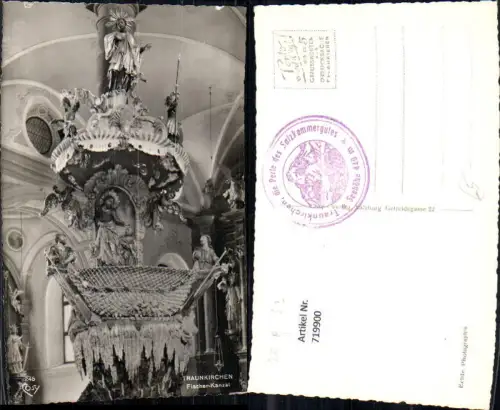 719900 Foto AK Traunkirchen Fischer-Kanzel Kirche Inneres