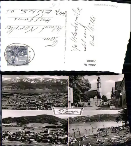 720284 Mehrbild AK St Georgen im Attergau Badeufer Ortsmotiv m. Kirche