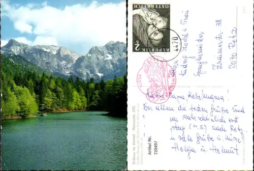 720497 Grünau im Almtal Hetzautal Großer Ödsee mit Gr. Priel u. Schermberg