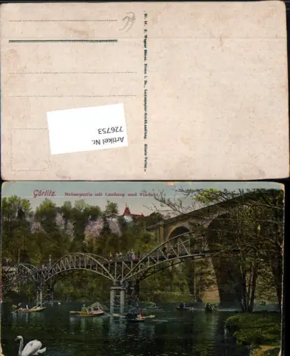 726753 Görlitz Neissepartie mit Laufsteg und Viadukt Bez. Görlitz