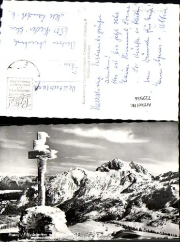 719556 Foto AK Hermagor-Pressegger See Nassfeld Madritschen m. Gartnerkofel Gipfelkreuz i. Winter