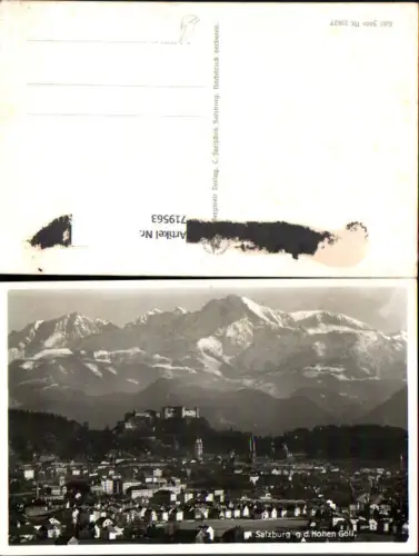 719563 Foto AK Salzburg g. d. Höhen Göll m. Festung