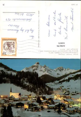 719973 Filzmoos Blick auf Ort u. Bischofsmütze im Winter b. Nacht