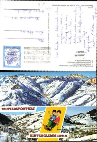 720042 Mehrbild AK Hinterglemm Saalbach-Hinterglemm Wintersport Pistekarte