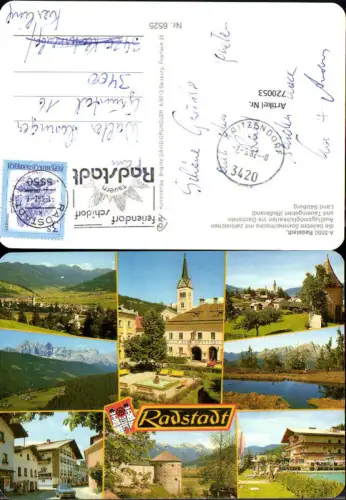 720053 Mehrbild AK Radstadt Ortsmotiv Kirche Schwimmbad Roßbrand Dachstein u. Tauerngebiet