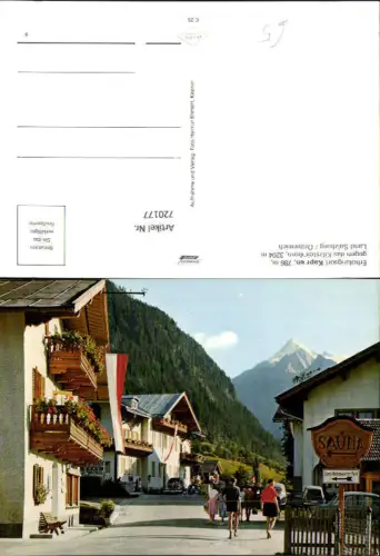 720177 Kaprun geg. d. Kitzsteinhorn Ortsmotiv Wegweiser Sauna VW Käfer