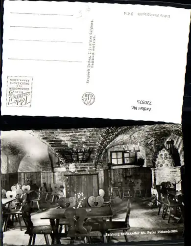720375 Foto AK Salzburg Stiftskeller St Peter Richardstübl Inneres