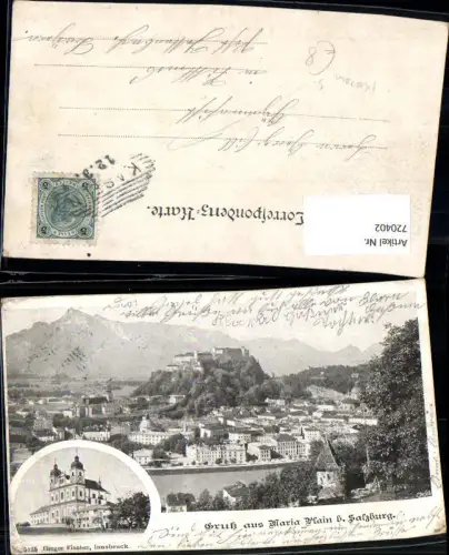 720402 Litho Maria Plain b. Salzburg Wallfahrtskirche Stempel n. Kasern