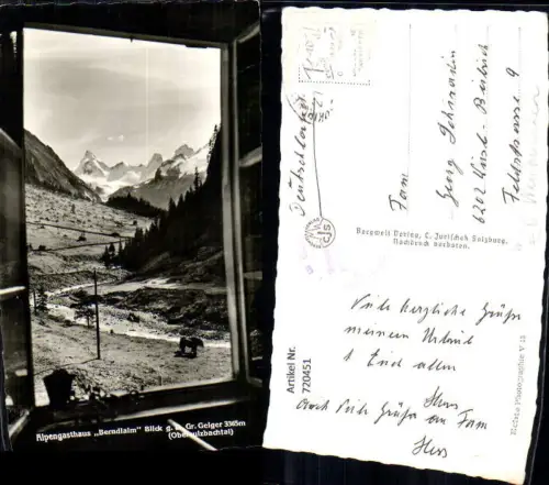 720451 Foto AK Sulzau Werfen Alpengasthaus Berndlalm Blick g. d. Gr. Geiger