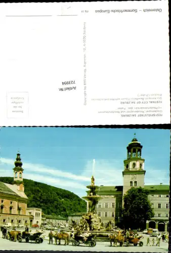723994 Salzburg Residenzplatz Residenzbrunnen Fiaker Kutschen