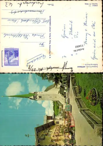 724002 Abtenau Ortsmotiv mit Kirche VW Bus Bully Käfer
