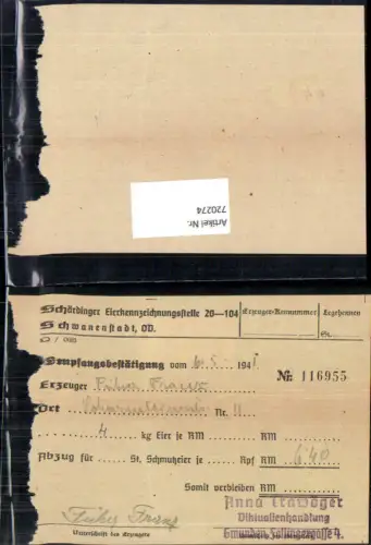720274 Empfangsbestätigung Schwanenstadt Stp. Virtualienhandlung Gmunden Trawöger Anna