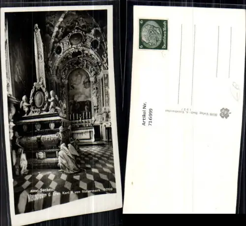 716999 Foto AK Abtei Seckau Mausoleum d. Erzh. Karl II von Steiermark Gruft Grab