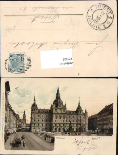 725532 Graz Rathaus Marktplatz pub Stengel e Co. 4706 Chromolichtdruck