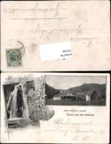 725548 Gruss aus der Grünau b. Mariazell Maria Zell Anton Hofmaier`s Gasthaus