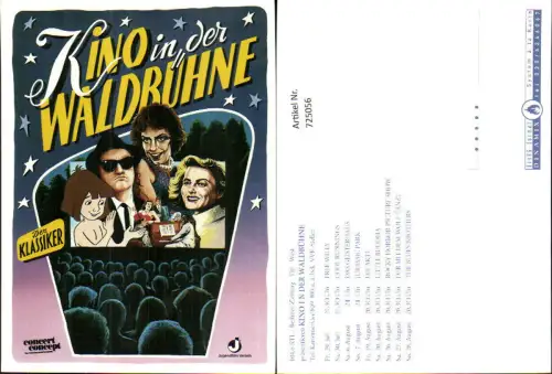 725056 Film Reklame Berlin Kino in der Waldbühne Free Willy Cool Runnings The Blues Brothers Die Akte
