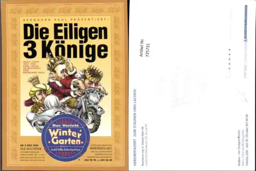 725731 Film Reklame Die Eiligen 3 Könige Bernhard Paul Andre Heller Wintergarten Berlin