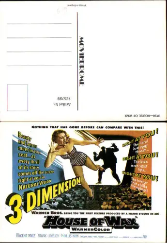 725789 Film Reklame House of Wax Vincent Price Frank Lovejoy Phyllis Kirk