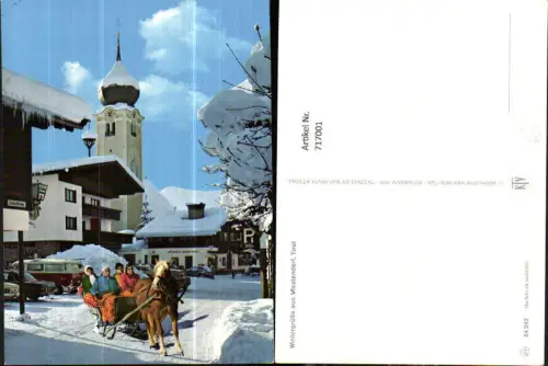 717001 Westendorf Pferdeschlitten Straßenpartie im Winter Kirche