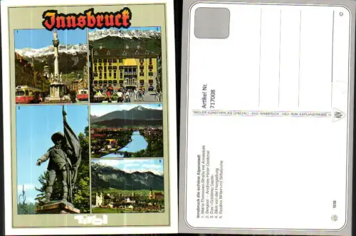 717008 Mehrbild AK Innsbruck Maria-Theresien-Straße Bergisel Basilika Wilten Goldene Dachl