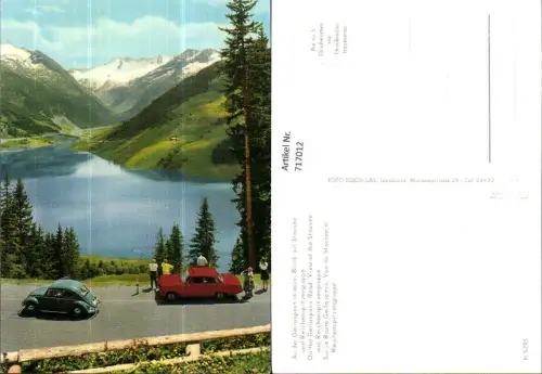717012 Gerlospassstraße Blick auf Stausee u. Reichenspitzengruppe Gerlos VW Käfer