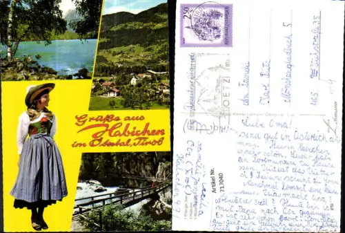 717040 Mehrbild AK Habichen im Ötztal Frau Tracht Piburger See Wellerbrücke