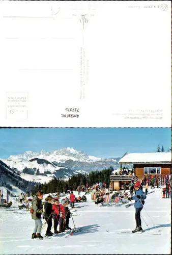 717075 Foto AK Fieberbrunn Blick v. Berghaus Streuböden geg. Wilden Kaiser Wintersport