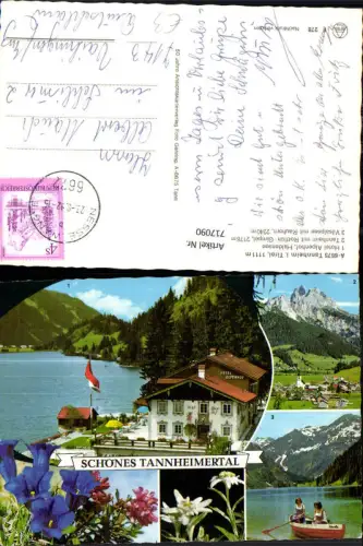 717090 Mehrbild AK Tannheim in Tirol Hotel Alpenhof Vilsalpsee Ruderboot Enzian