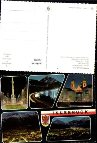 717193 Mehrbild AK Innsbruck Maria Theresienstraße Europabrücke Dom zu St Jakob Nordkette Serles b. Nacht