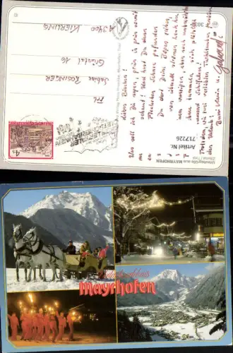 717226 Mehrbild AK Mayrhofen Zillertal Wintersport Pferdeschlitten Straßenpartie b. Nacht