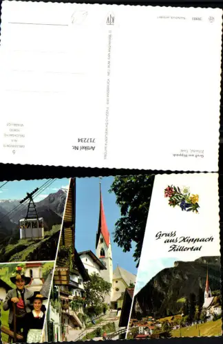 717234 Mehrbild AK Hippach Zillertal Seilbahn Gondel Kirche Tracht Dorfpartie