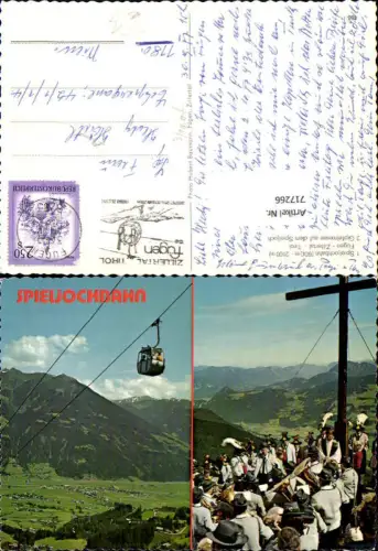 717266 Mehrbild AK Fügen im Zillertal Spieljochbahn Gipfelmesse auf d. Spieljoch Musikkapelle Seilbahn
