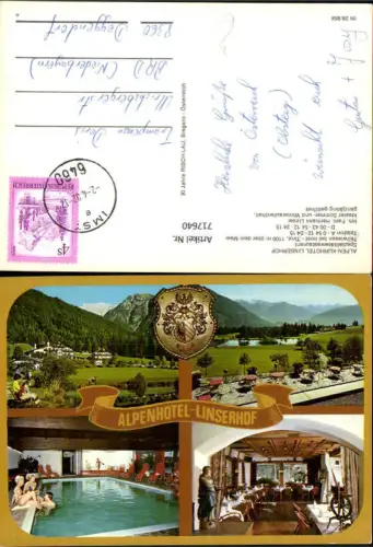 717640 Mehrbild AK Teilwiesen bei Imst Alpen-Kurhotel Linserhof Hallenbad Gaststube