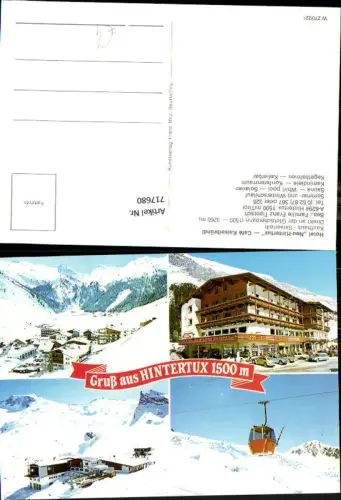 717680 Mehrbild AK Hintertux Tirol Hotel Neu-Hintertux Cafe Kaiserbündl Winteransicht Seilbahn Gondel