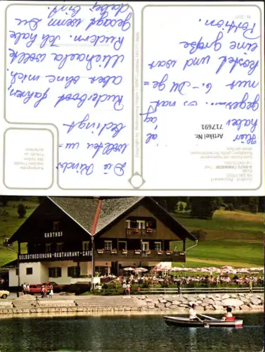 717691 Tannheim in Tirol Gasthof Restaurant Vilsalpsee Ruderboot im Vordergrund