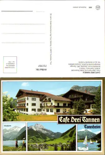 717707 Mehrbild AK Tannheim Cafe Drei Tannen Segelboote Vilsalpsee