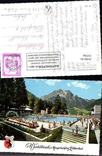 717766 Waldbad Mayrhofen Zillertal Schwimmbad Blick auf Grünberg