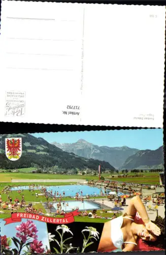 717792 Mehrbild AK Freibad Zillertal Fügen i. Zillertal Schwimmbad Frau Bikini Edelweiß