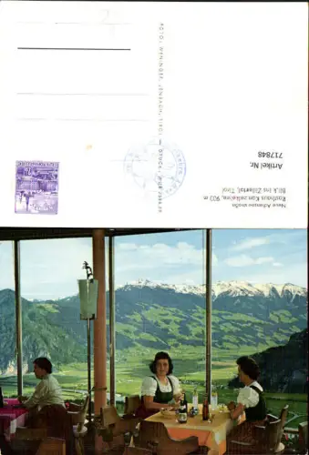 717848 Wiesing Neue Achenseestraße Rasthaus Kanzelkehre Blick ins Zillertal Frauen Tracht Bier