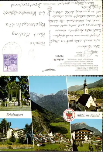 717903 Mehrbild AK Arzl im Pitztal Kirche Arzlerhof Hotel Pension Post pub Alpine Luftbild FÖ 481