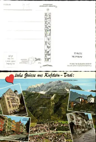 717913 Mehrbild AK Kufstein Rathaus Batzenhäusl Auracher Löchl Festung pub Alpine Luftbild 67835 A