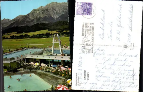 718071 Foto AK Wattens Alpenbad Schwimmbad Unterwasserrestaurant mit Bettelwurf