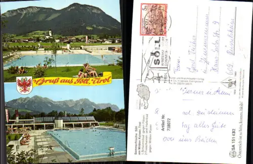 718072 Mehrbild AK Söll am Wilden Kaiser Schwimmbad geg. Pölven u. Wilden Kaiser