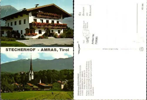 718085 Mehrbild AK Innsbruck Amras Gästehaus Stecherhof u. Ansicht mit Kirche pub Alpine Luftbild FÖ 928