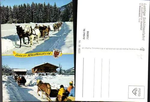 718098 Mehrbild AK Westendorf Schlittenfahrt zur Jausenstation Aunerhof Pferdeschlitten Winter