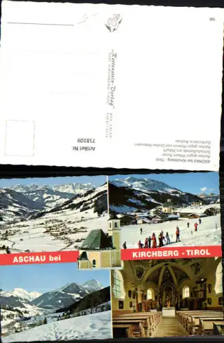 718109 Mehrbild AK Aschau b. Kirchberg in Tirol Skilift Dorfkirche Winteransicht